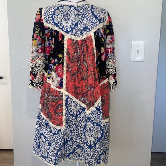 Anthropologie Vanessa Virginia Inez Swing Dress on Bohemian Paisley Floral SZ 4 - Picture 7 of 12